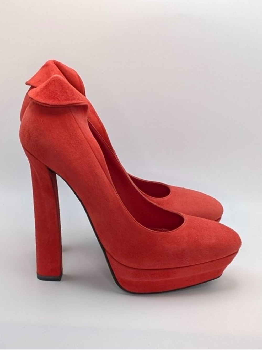 NWT Bottega Veneta Red Suede Platform High Heel Pumps Size 40 US 10 New in Box - Picture 6 of 16